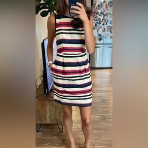 J. Crew Striped Pleated Dress, Size 4